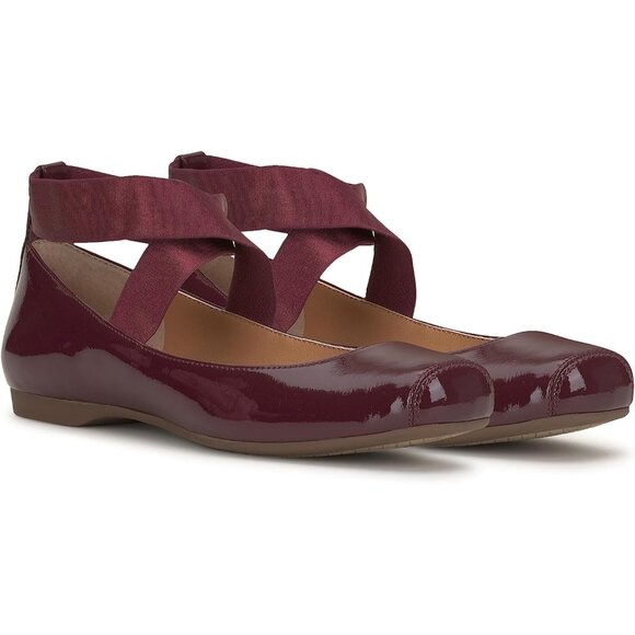 Jessica Simpson Women Berrilicious Faux Leather Ankle Cross Elastic Ballet Flats - Picture 8 of 9